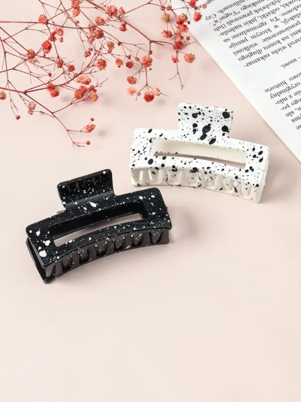 Крабик для волос &laquo;Пелагея&raquo;, прямой, 8.5 см, белый, чёрный