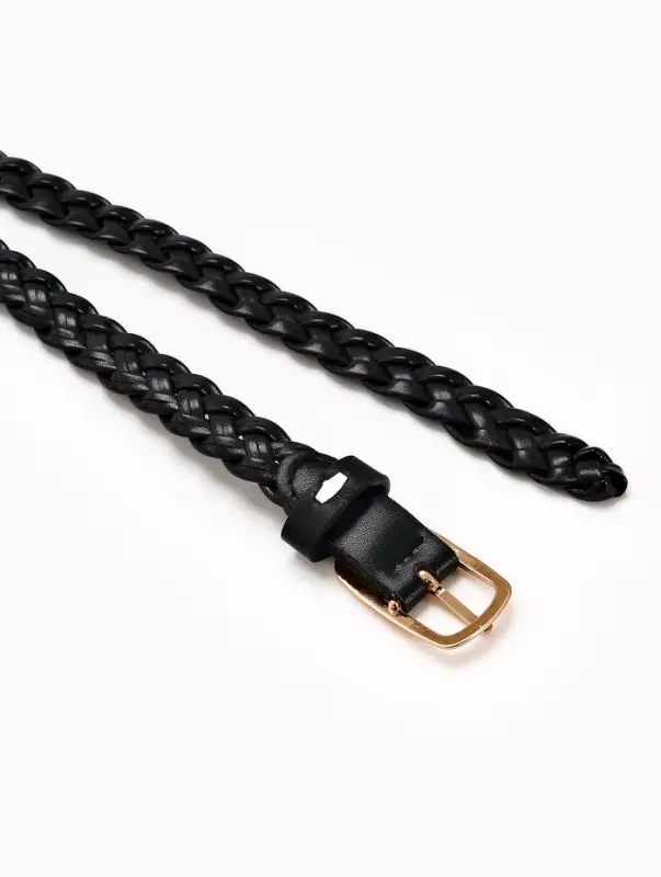 Ремень жен 03-01-01-01, Июнь2501, 1,8*0,3*110 см, без винта, пряж золото, 1 прокол, черный   1090311