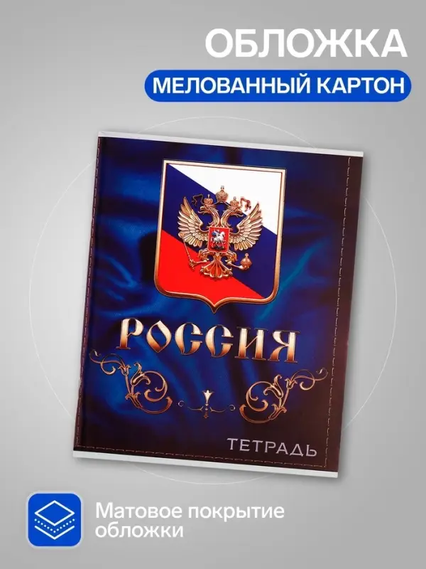 Комплект тетрадей из 4 штук, 96 листов в клетку Calligrata &laquo;Россия&raquo;, обложка мелованный картон, блок №2, белизна 75% (серые листы)