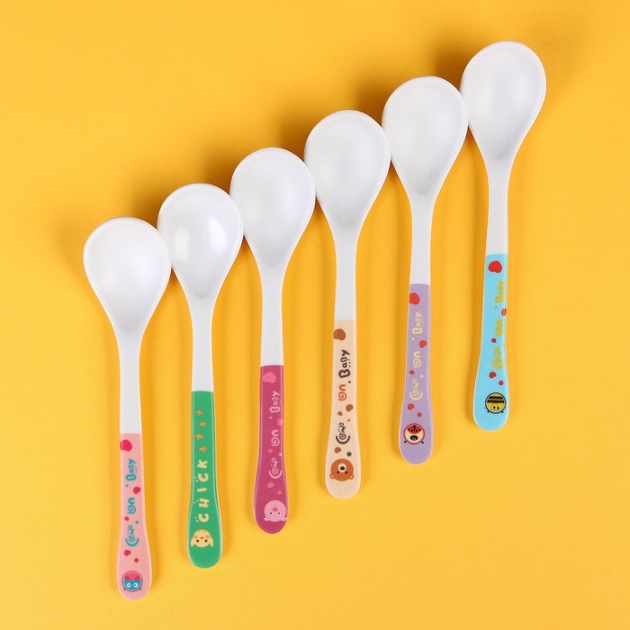 Ложка детская для кормления из бамбука, форма круг, цвет МИКС Ложка детская для кормления из бамбука, форма круг, цвет МИКС