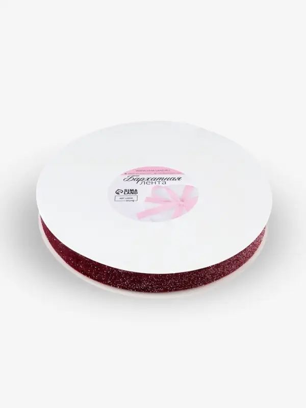 Лента бархатная, с серебряным люрексом, 20 мм, 18&plusmn;1 м, бордовая №46