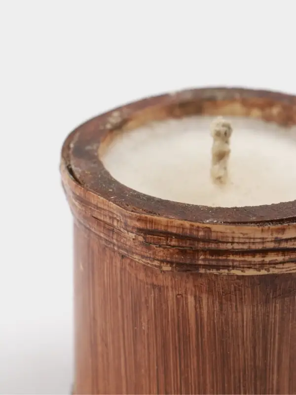 Свеча в бамбуке, 7&times;7&times;6 см, 100 мл, бежевая