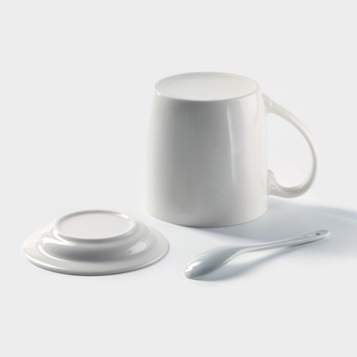 Кружка керамическая с подставкой и ложкой &laquo;Единорог в мечтах&raquo;, 330 мл, рисунок МИКС