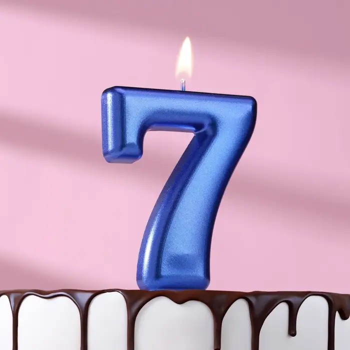Свеча для торта «Европейская ГИГАНТ», цифра 7, 7 см, синий металлик Свеча для торта «Европейская ГИГАНТ», цифра 7, 7 см, синий металлик