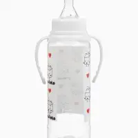 Бутылочка для кормления M&B &laquo;Люблю молоко&raquo;, классическое горло, с ручками, от 3 мес., 250 мл., белый