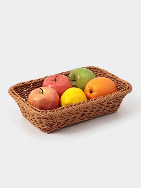 Корзина для продуктов Доляна, 30&times;19.5&times;6 см, плетёная, пластик, коричневая