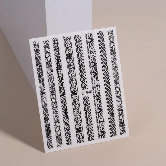 Наклейки для ногтей «Кружевная композиция», чёрные