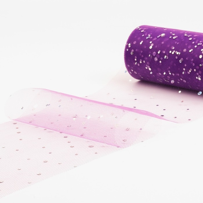Фатин с блёстками, 15 см, 11 ± 1 г/кв.м, 23 ± 1 м, цвет фиолетовый №27 Фатин с блёстками, 15 см, 11 ± 1 г/кв.м, 23 ± 1 м, цвет фиолетовый №27