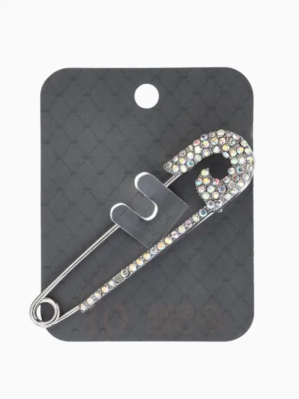 Булавка "Вензель" L=7см, цвет радужный в серебре