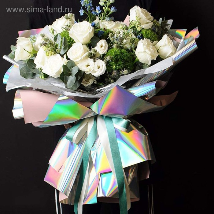 Плёнка матовая с иридисцентным переливом, белый-голубой, 0.58 х 5 м Плёнка матовая с иридисцентным переливом, белый-голубой, 0.58 х 5 м