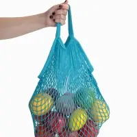 Сумка-авоська плетёная, клетка 1.5 см, бирюзовая
