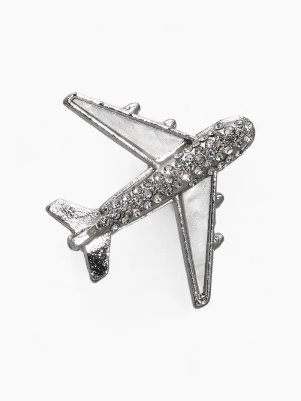 Брошь &laquo;Самолет&raquo;, белая в серебре