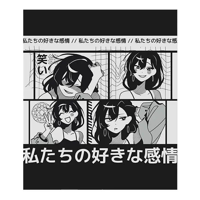 Тетрадь 48 листов в клетку Calligrata TOP &laquo;Аниме ч/б&raquo;, обложка мелованный картон, ТВИН-лак, блок офсет, белизна 95%, МИКС