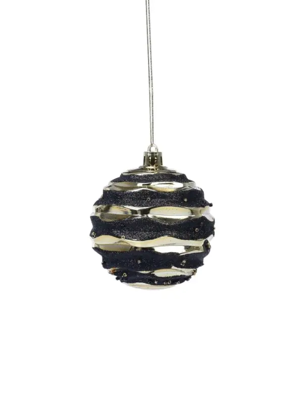 Ёлочные игрушки 12 шт. «Савьер», шары новогодние, d=8 см, чёрно-золотой Ёлочные игрушки 12 шт. «Савьер», шары новогодние, d=8 см, чёрно-золотой