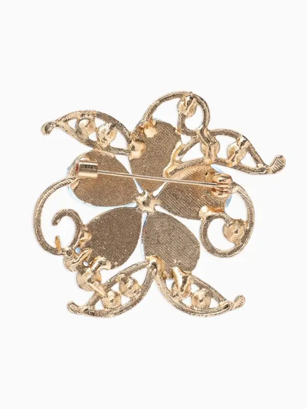 Брошь &laquo;Цветок Незабудка&raquo;, голубая в золоте