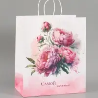 Пакет крафт "Самой нежной" 32 х 17 х 37 см