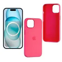 Чехол iPh 15 Plus Silicon Case 100% ORG (MagSafe + анимация NFC) c LOGO Pink