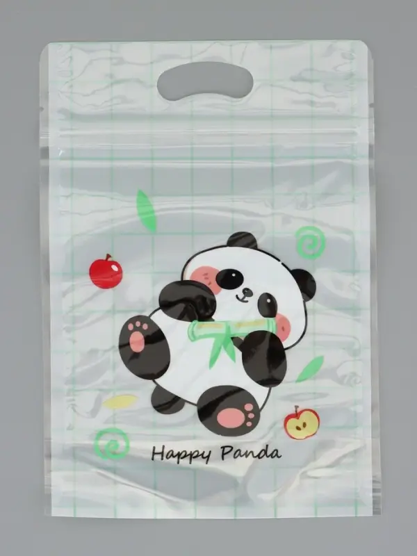 Пакет подарочный, с zip-lock застежкой, "Счастливая панда", 15х23 &plusmn; 1см МИКС