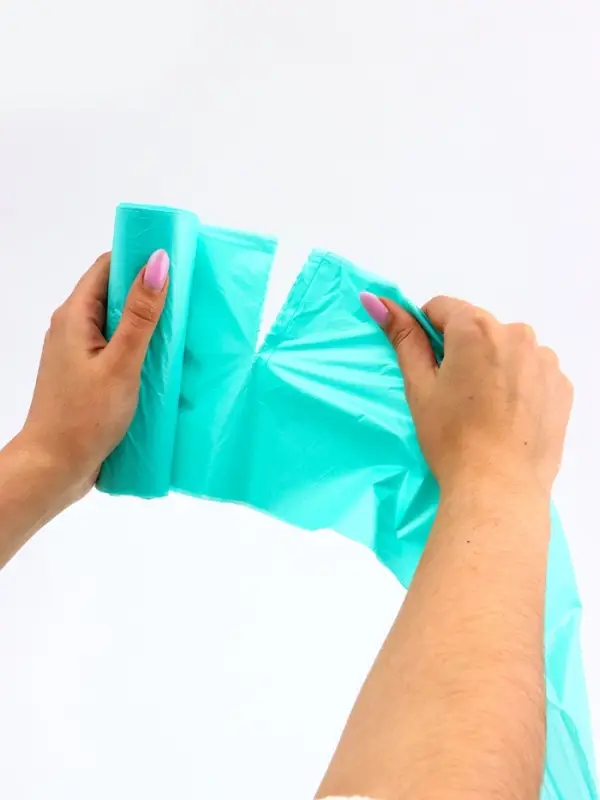 Мешки для мусора в рулоне ПСД 60 л, бирюзовые, 18 мкм 10 шт. 58&times;62 см