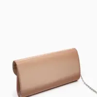 Сумка-клатч женская вечерняя на магните, на цепочке, однотонная, бежевая