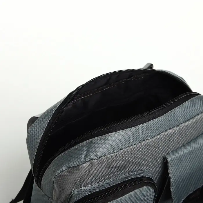 Сумка нагрудная на молнии, 2 наружных кармана, 21&times;3.5&times;16 см, серая