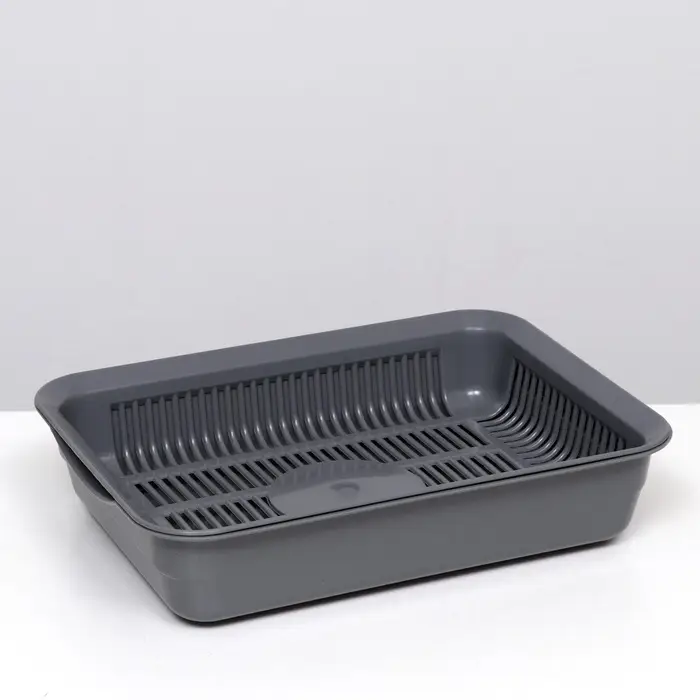 Туалет для кошек, 35.5&times;26&times;7 с, с сеткой, пластик, серый