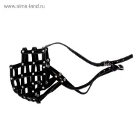 Намордник кожаный №5, сетчатый, с перемычкой, кавказская овчарка, дог, ОМ 42 см, чёрный
