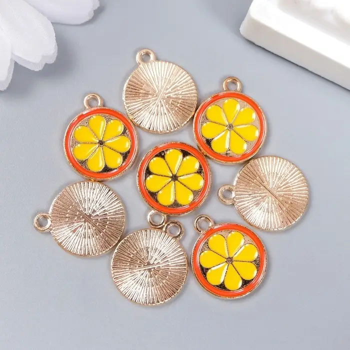 Декор для творчества металл, эмаль Декор для творчества металл, эмаль "Мандаринка" 1,8х1,5 см