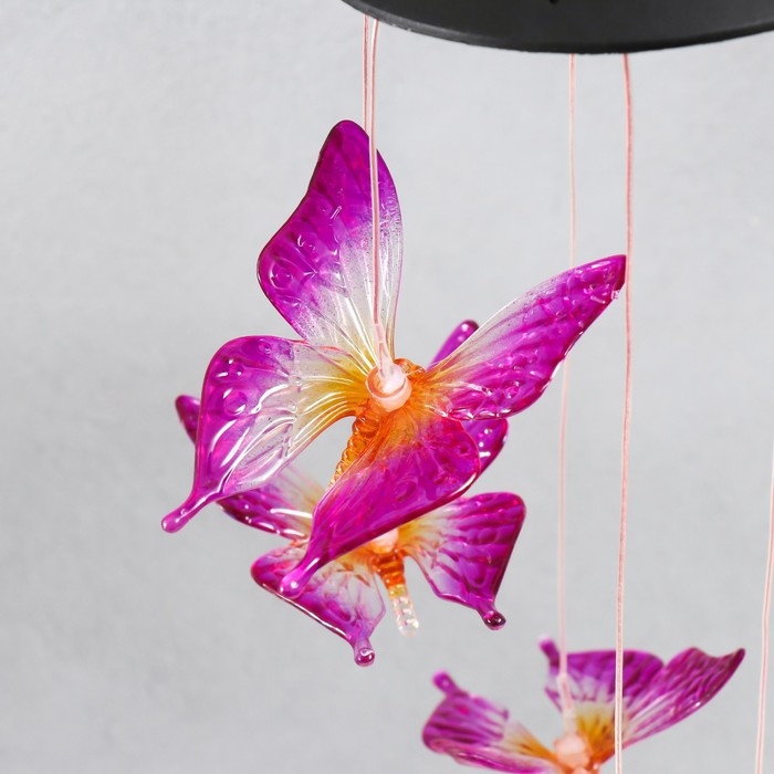 Музыка ветра с подсветкой от солнечной батареи Музыка ветра с подсветкой от солнечной батареи "Бабочки" 13х13х55 см