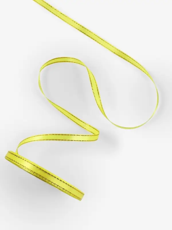 Лента атласная, с золотым люрексом, 6 мм, 23&plusmn;1 м, жёлтая №015