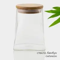 Банка для сыпучих продуктов Magistro &laquo;Эко. Трапеция&raquo;, 550 мл, 8.5&times;12.5 см, с бамбуковой крышкой, стекло, прозрачная