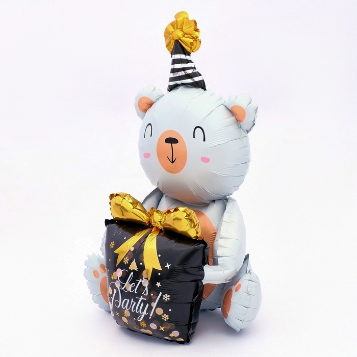 Шар фольгированный 36 Шар фольгированный 36" "Белый мишка с подарком"