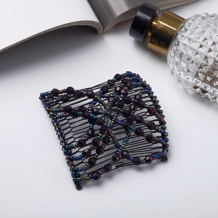 Зажим для волос Зажим для волос "Сетка" шарики грани, 9,5 см, чёрный