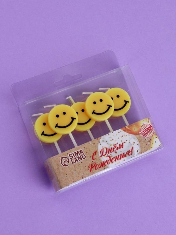 Свечи для торта  Свечи для торта "Смайл", 5 шт, желтые