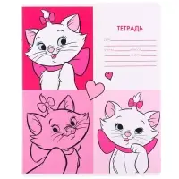 Тетрадь в крупную клетку 12 листов, 1 сентября, 5 видов МИКС, обложка мелованный картон, Коты Аристократы