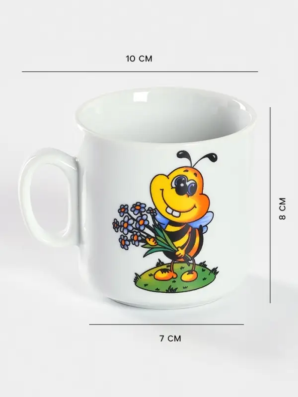 Кружка детская Добрушский завод &laquo;Пчёлы&raquo;, 200 мл, фарфор, белая, рисунок МИКС
