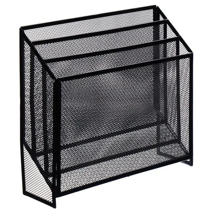 Лоток для бумаг вертикальный, металлическая сетка, 3 отделения, чёрный