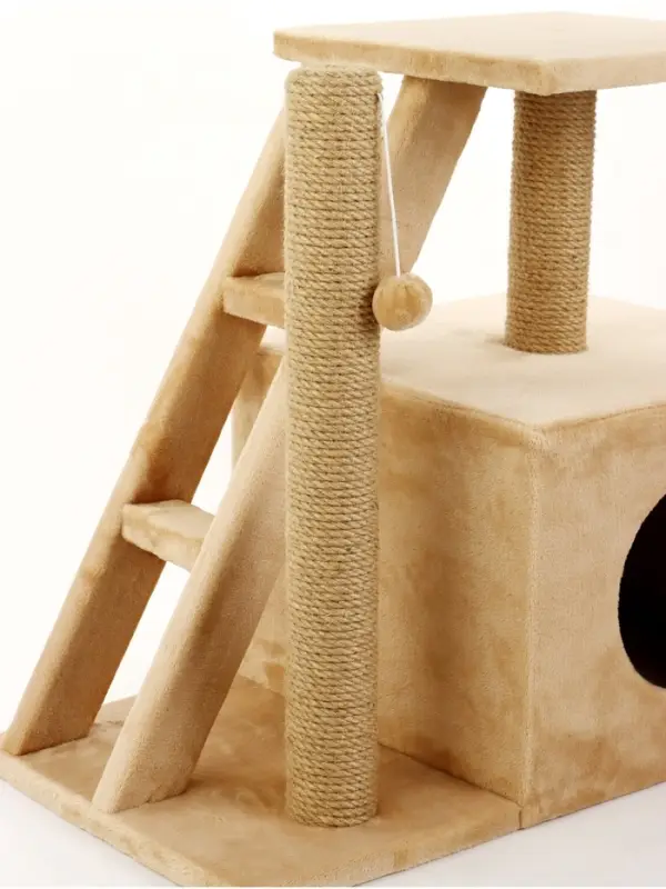 Домик для кошек с когтеточкой &laquo;Домосед&raquo;, с лестницей и площадкой, 60&times;35&times;56 см, бежевый