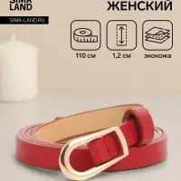 Ремень женский тонкий, 110&times;1.2 см, пряжка металл, золотистая, красный