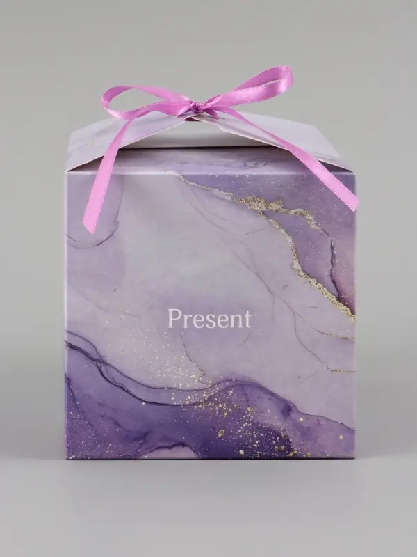 Коробка подарочная самосборная Present, 12&times;12&times;12 см, с лентой