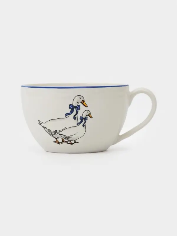 Чашка Тихорецкий фарфор &laquo;Гуси&raquo;, 300 мл, белая