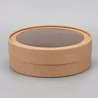 Набор круглых подарочных коробок, завальцованные с окном, крафт, набор 8 шт. , 18×6 см Набор круглых подарочных коробок, завальцованные с окном, крафт, набор 8 шт. , 18×6 см