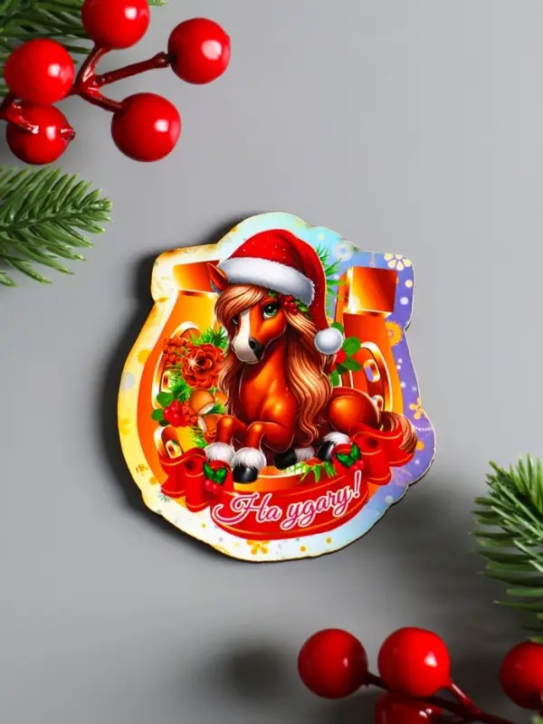 Набор магнитов новогодних «Новый год - 1», 5 шт., размер магнита 7 см