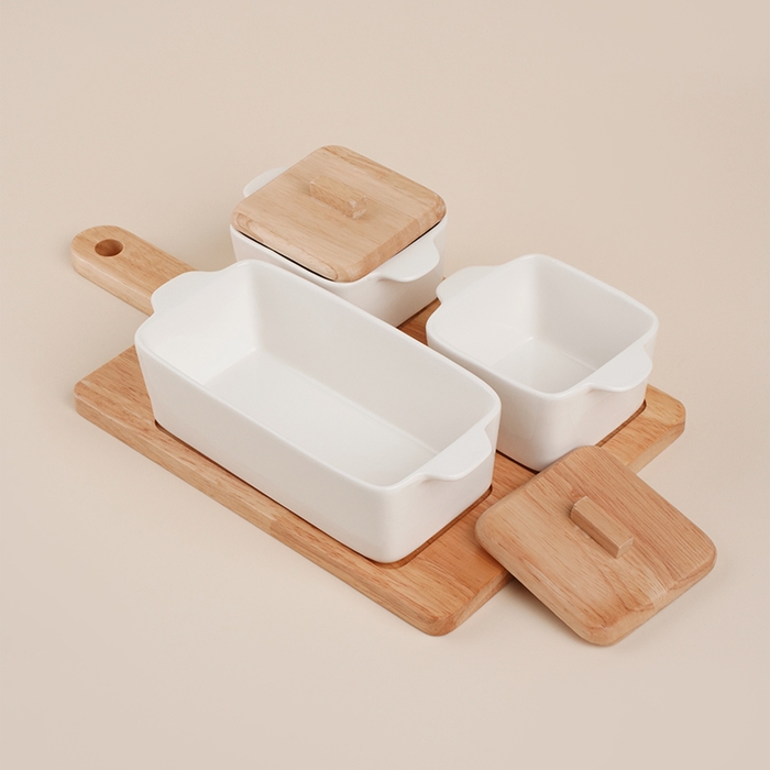 Набор для подачи блюд фарфорвый SL Home «Тренто» на подставке, 4 предмета: 3 ёмкости 500/250 мл, подставка Набор для подачи блюд фарфорвый SL Home «Тренто» на подставке, 4 предмета: 3 ёмкости 500/250 мл, подставка