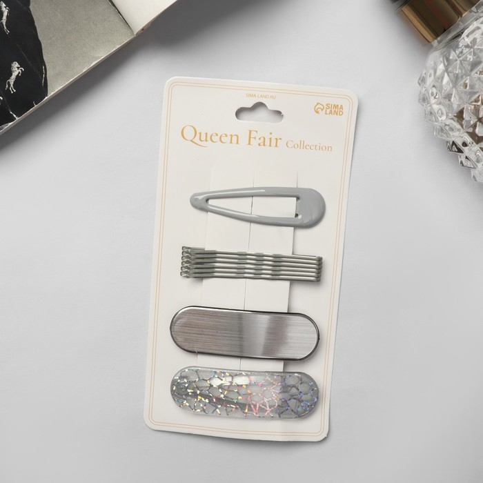 Невидимка для волос  Невидимка для волос "Атлас" (набор 9 шт) 5 см, серебро