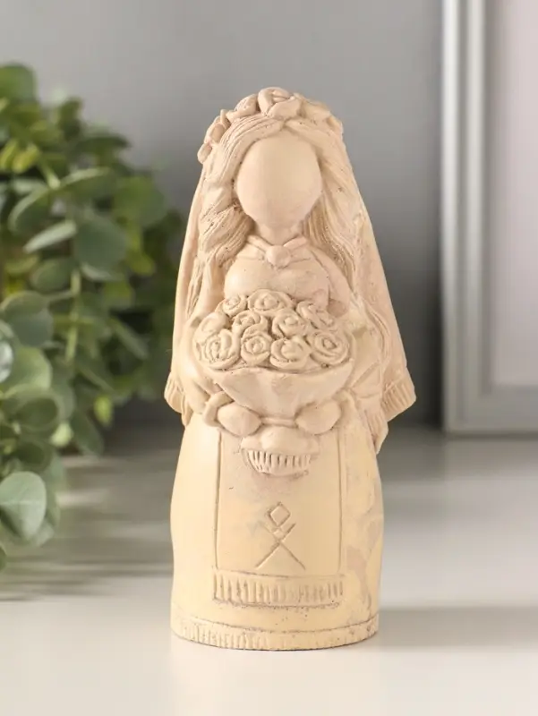 Статуэтка "Берегиня невеста" 13х5 см, бежевый с эф. состаривания