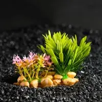 Растение искусственное аквариумное, на подставке под камень, 14&times;11&times;7 см