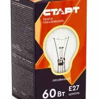 Лампа накаливания СТАРТ, Б, Е27, 60 Вт, 230 В