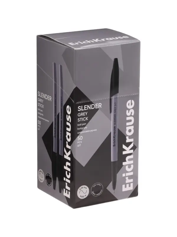 Ручка шариковая ErichKrause Slender Stick Grey, Super Glide, 0.7 мм, чёрная Ручка шариковая ErichKrause Slender Stick Grey, Super Glide, 0.7 мм, чёрная