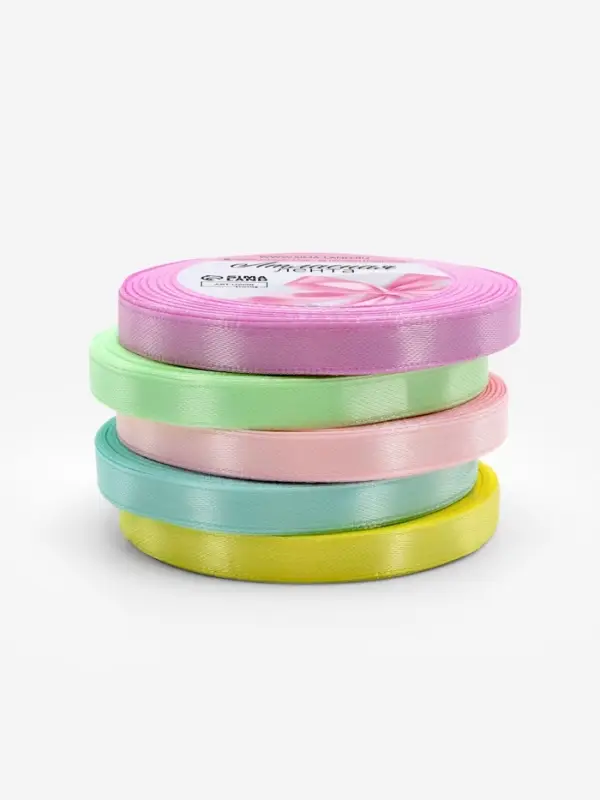Атласная лента, набор 5 шт. &laquo;Пастельный&raquo;, 10 мм, 23&plusmn;1 м